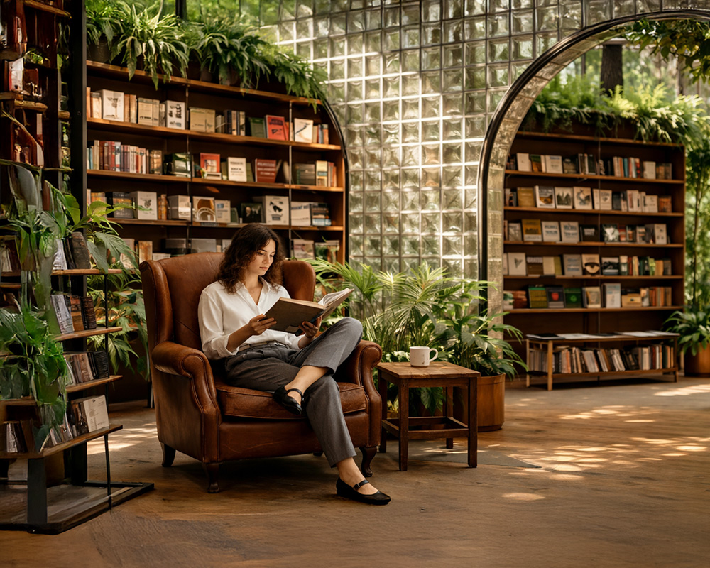 Curated Library & Reading Lounge