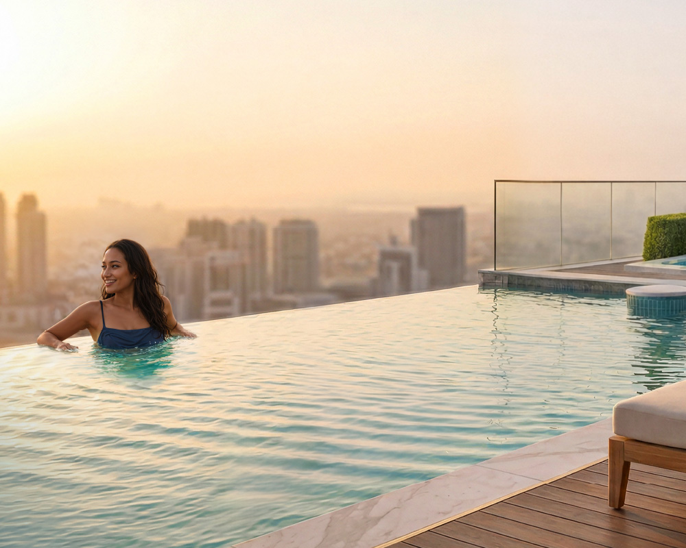 Opulent Infinity Pool With Kids’ Pool
